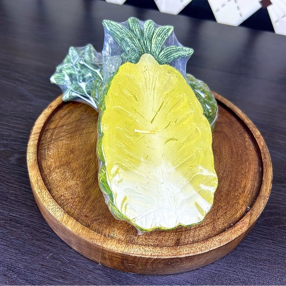 Pineapple Shaped Candle Set of 2 Tropical Coastal Sculptural Decor 7 Inch - Picture 10 of 11